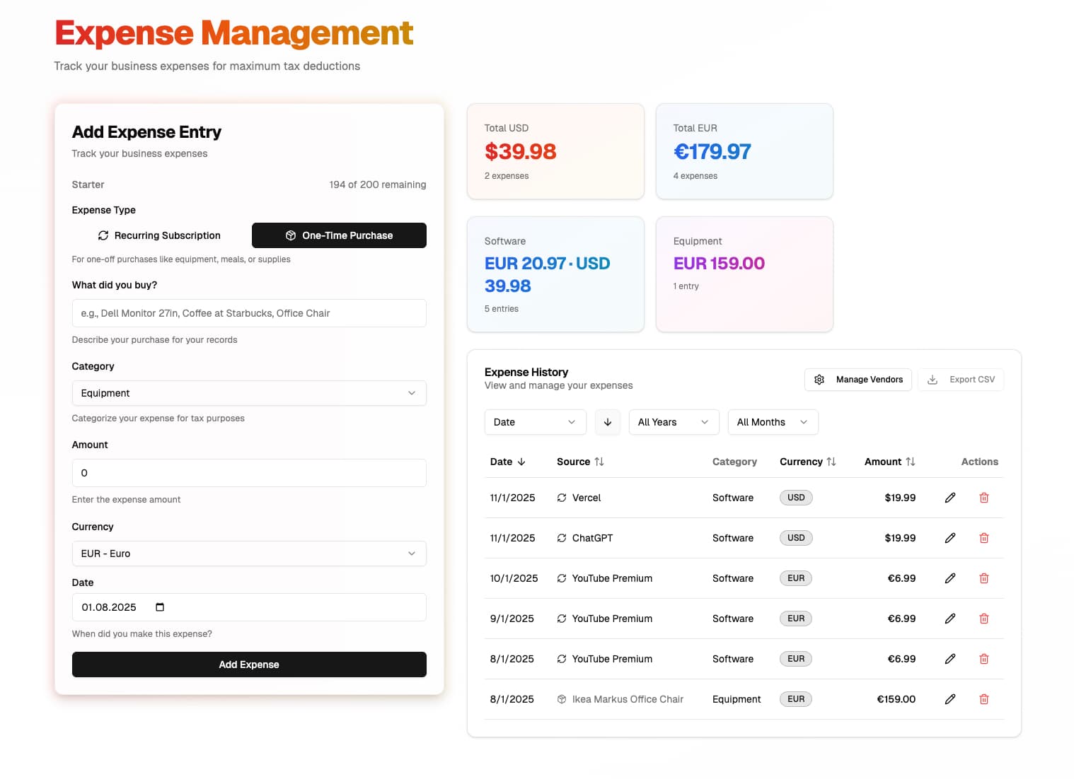 Easy expense tracking with smart vendor management